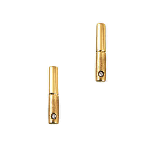 Pre-Owned 9ct Yellow Gold Diamond Stick Drop Earrings