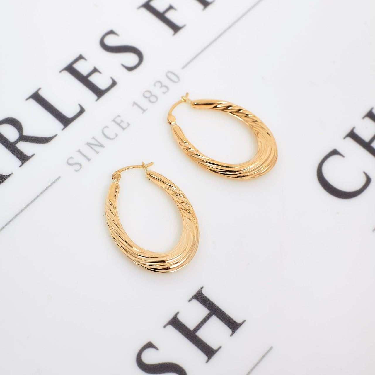 Pre-Owned 9ct Gold Horseshoe Twist Creole Hoop Earrings