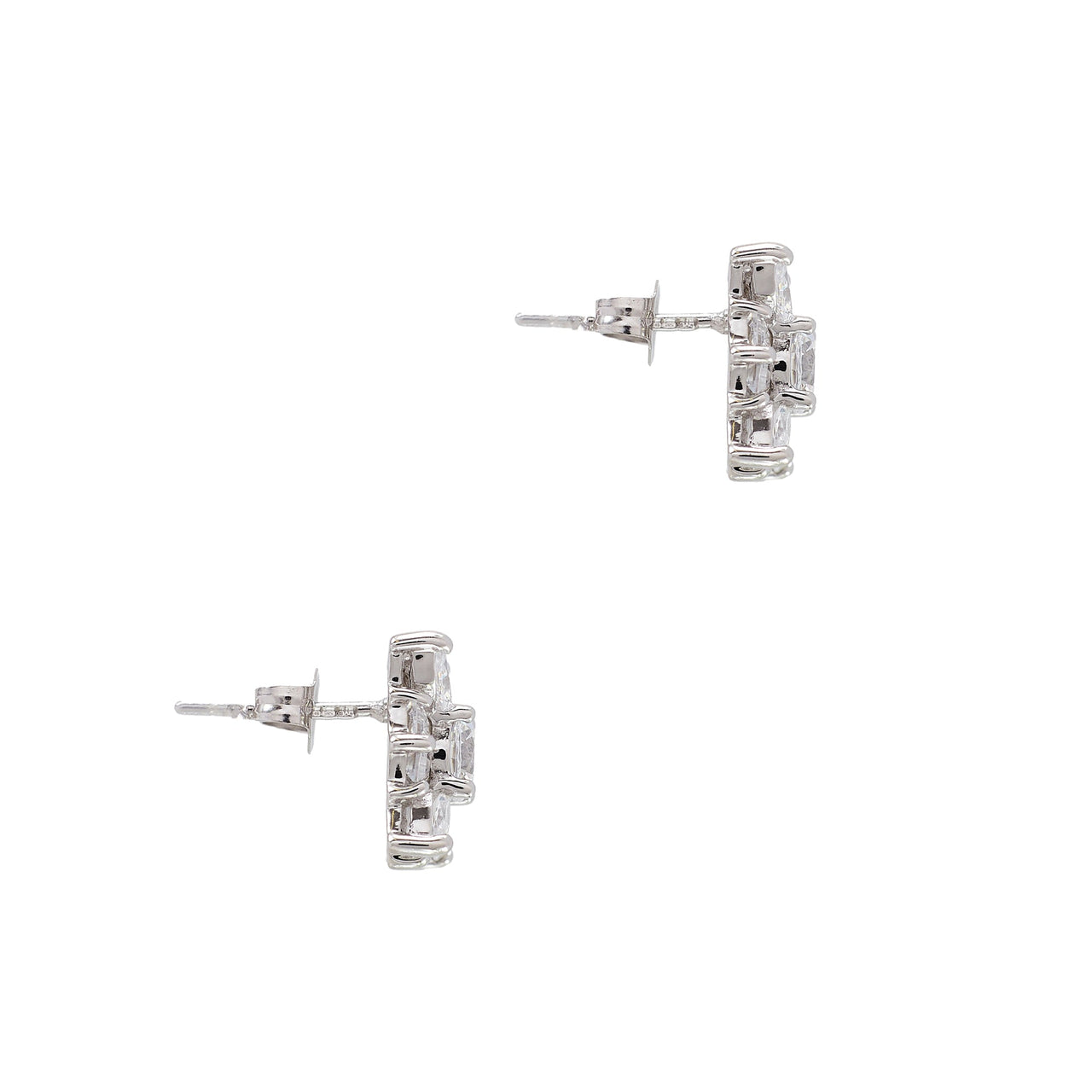 Pre-Owned 14ct White Gold Square CZ Cluster Earrings