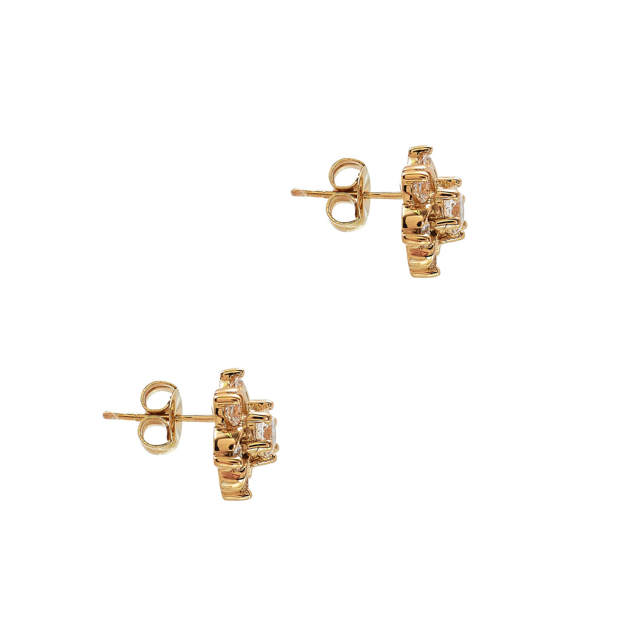 Pre-Owned 18ct Gold Flower Cluster CZ Stud Earrings