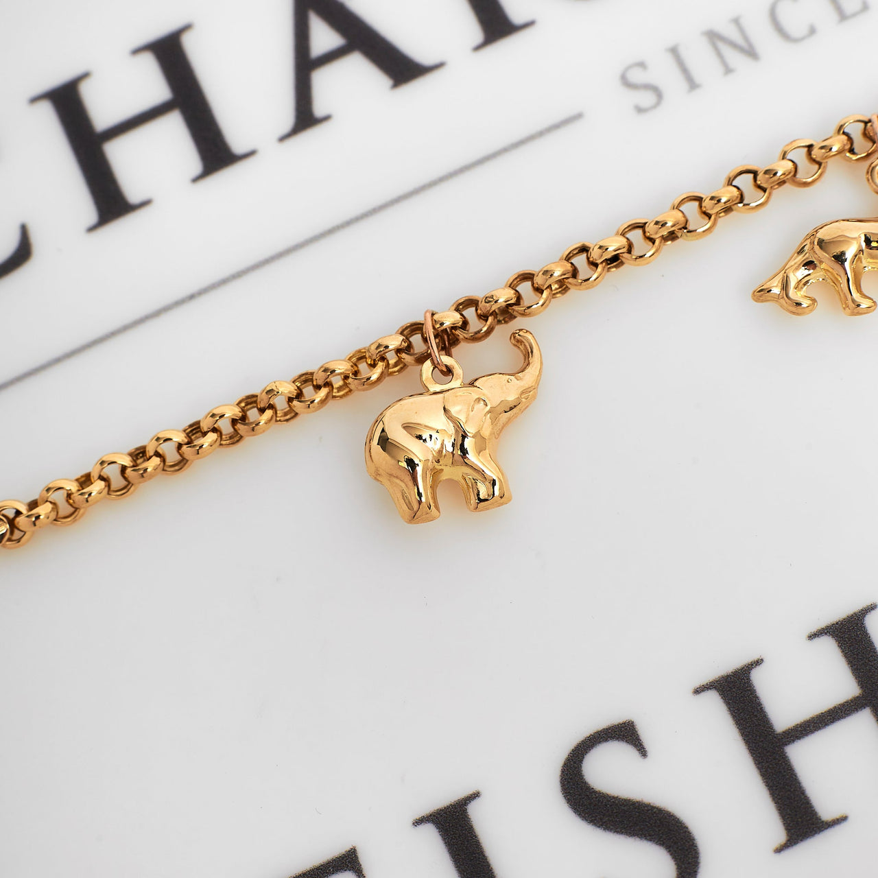 Pre-Owned 9ct Gold Belcher Chain Animal Charm Bracelet