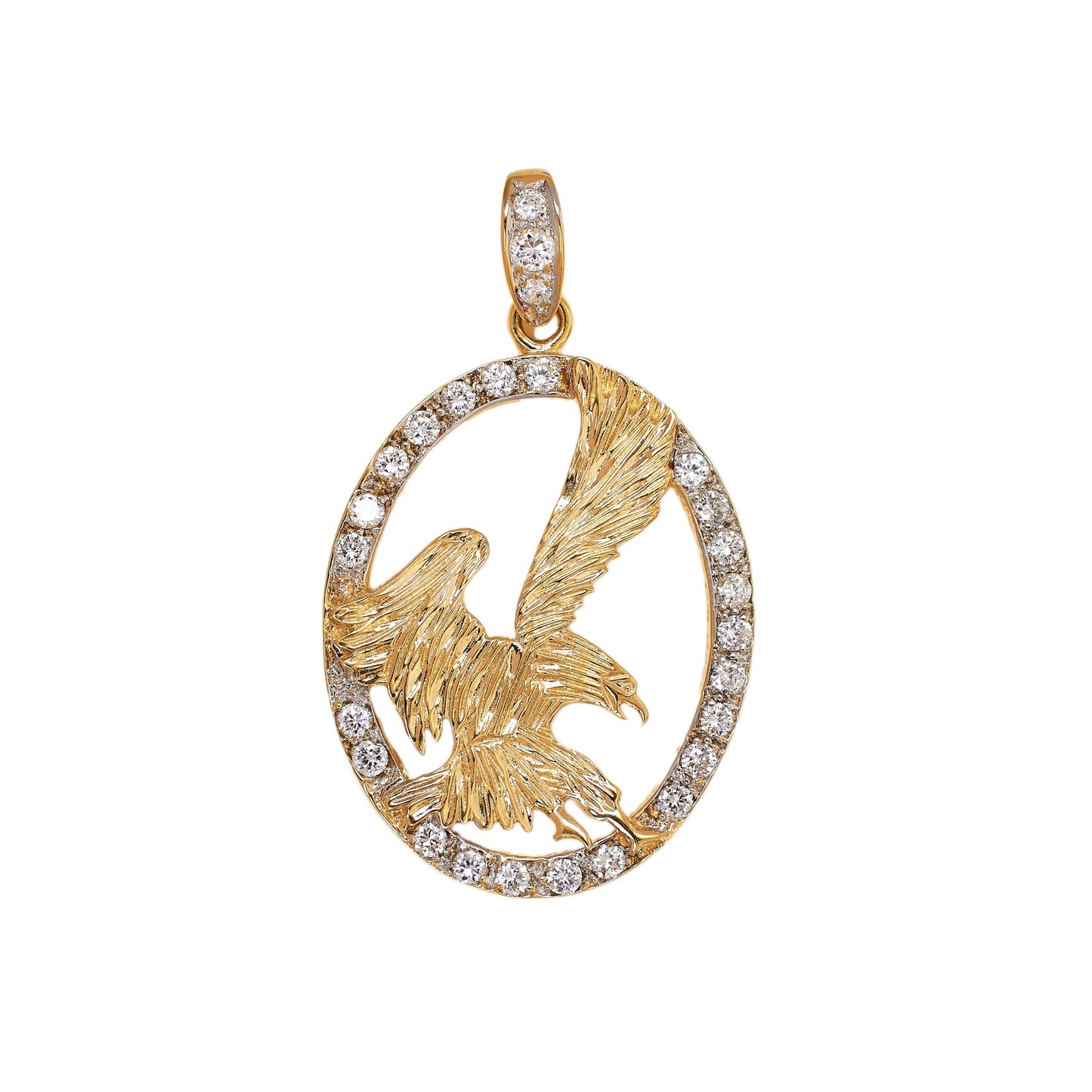 Pre-Owned 9ct Yellow Gold Zirconia Openwork Eagle Pendant