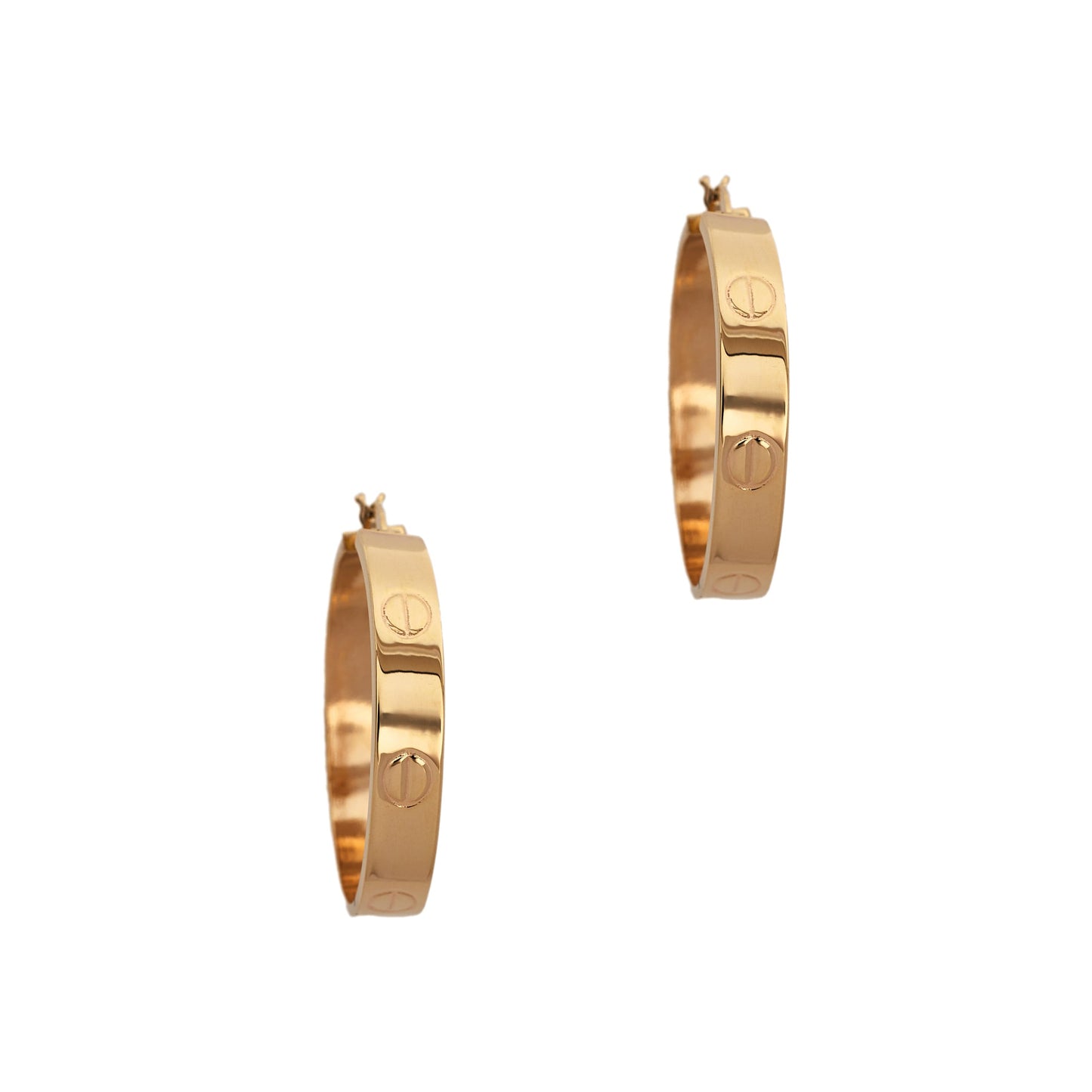 Pre-Owned 14ct Gold Screw Design Creole Hoop Earrings