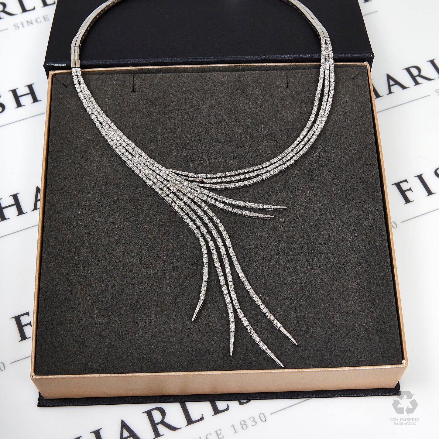 Pre-Owned 14ct White Gold Strands Diamond Collar Necklace