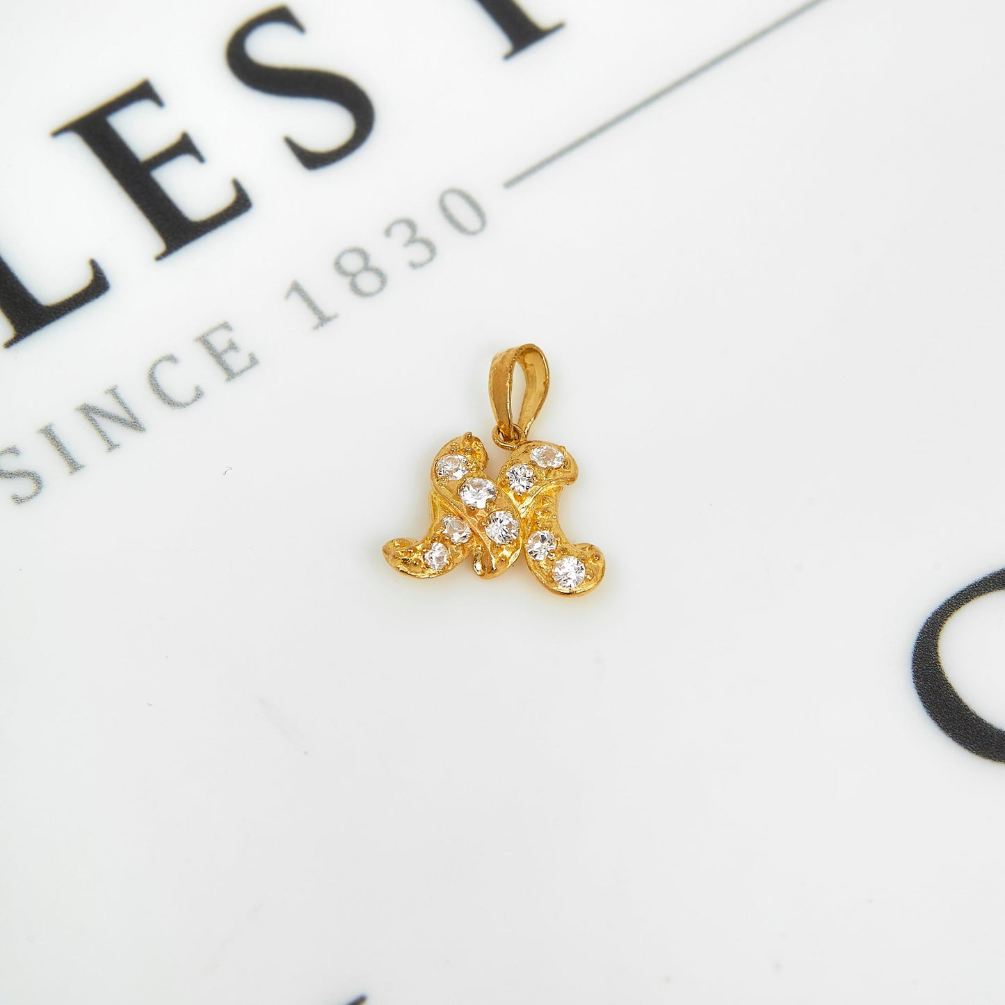 Pre-Owned 22ct Yellow Gold CZ Initial M Pendant
