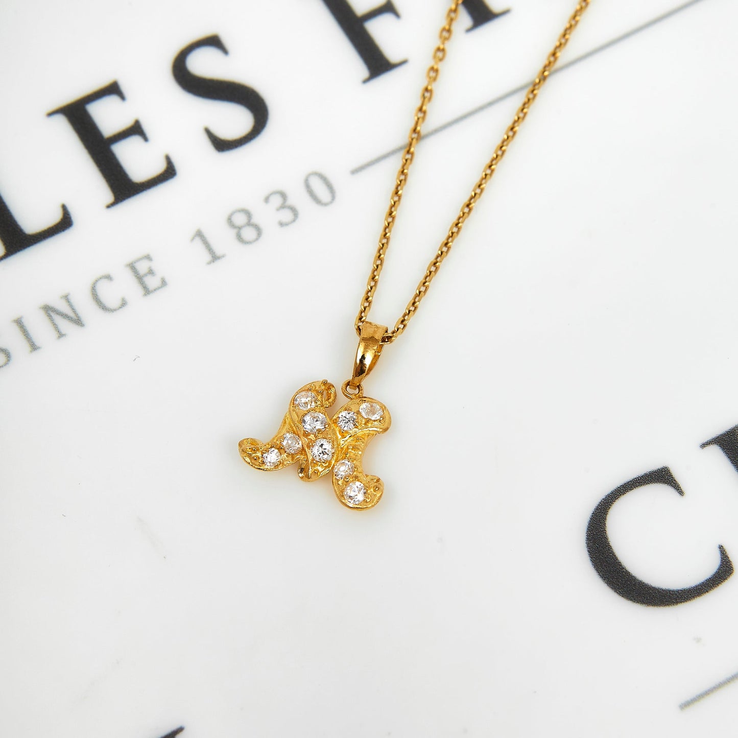 Pre-Owned 22ct Yellow Gold CZ Initial M Pendant