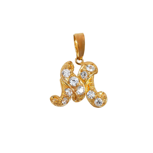 Pre-Owned 22ct Yellow Gold CZ Initial M Pendant 