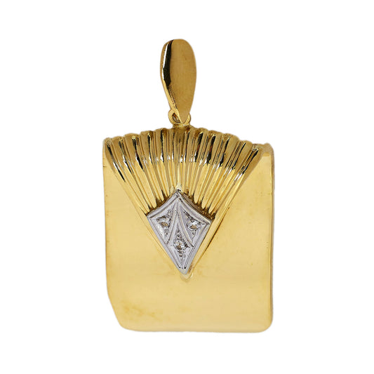 Pre-Owned 18ct Gold CZ Folded Detail Pendant