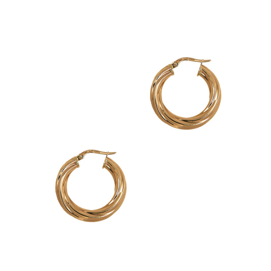 Pre-Owned 9ct Yellow Gold Twisted Creole Hoop Earrings