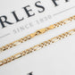 Pre-Owned 9ct Gold Two Tone Diamond Cut Figaro Necklace