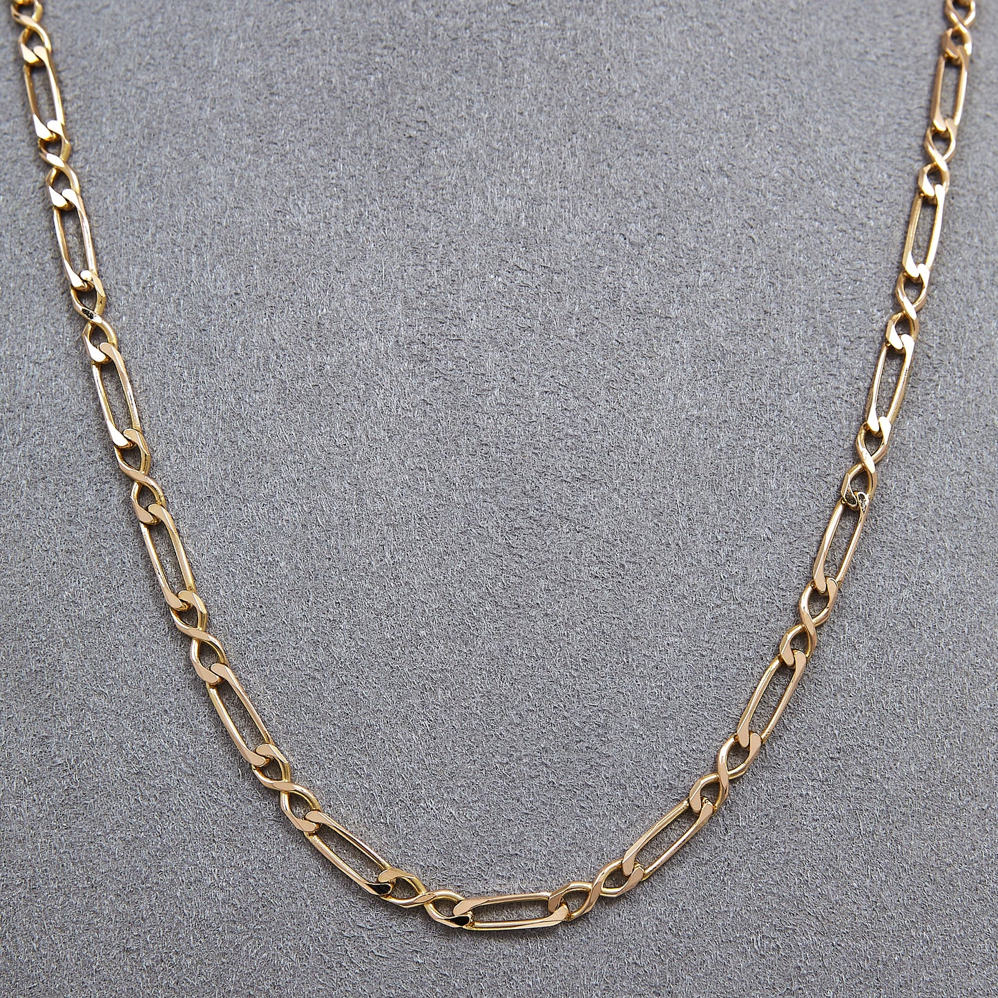 Pre-Owned 9ct Yellow Gold 2&1 Figaro Link Necklace