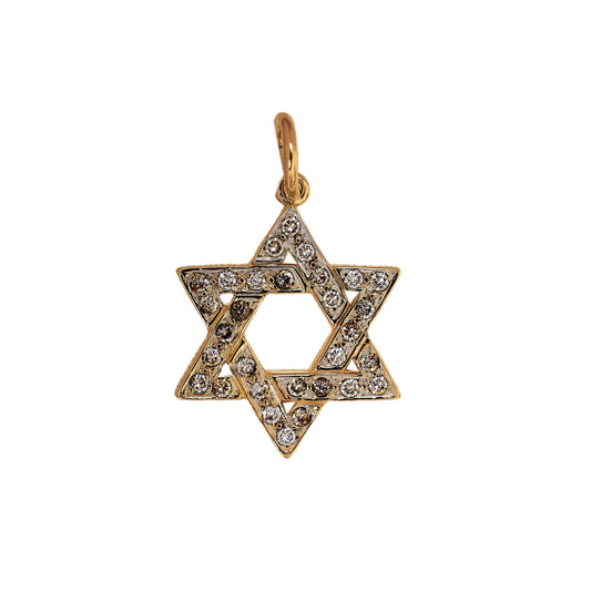 Pre-Owned 9ct Yellow Gold Zirconia Star of David Pendant