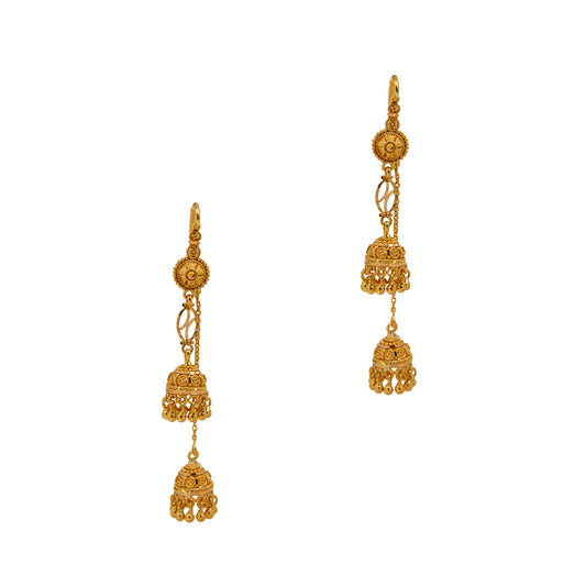 Pre-Owned 22ct Yellow Gold Double Chandelier Drop Earrings