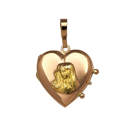 Pre-Owned 18ct Two Tone Gold Madonna Heart-Shaped Locket