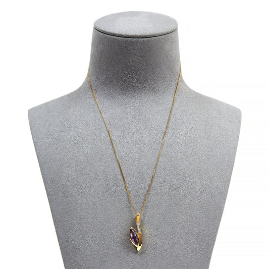 Pre-Owned 18ct Gold Amethyst & Diamond  Pendant Necklace