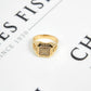 Pre-Owned 14ct Gold Greek Key Cubic Zirconia Signet Ring