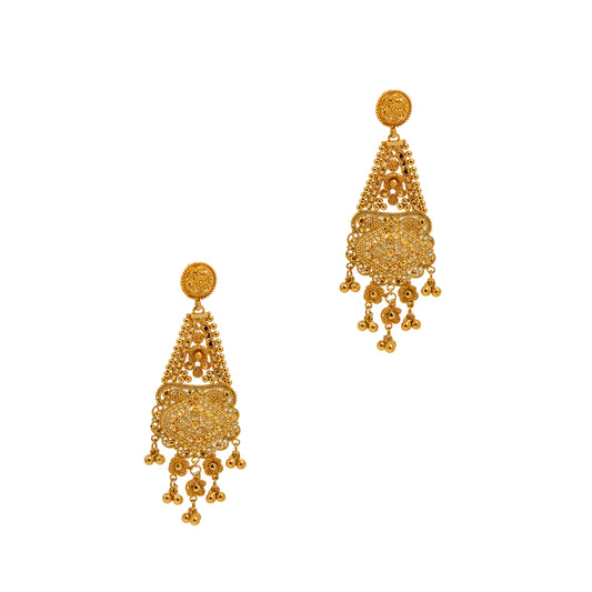 Pre-Owned 22ct Gold Filigree Flower Tassel Drop Earrings