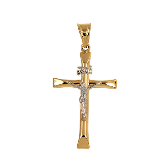 Pre-Owned 14ct Two-Tone Religious Crucifix Cross Pendant