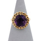 Pre-Owned 9ct Gold Round Amethyst Rope Dress Ring 