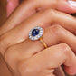 Pre-Owned 18ct Gold Cabochon Sapphire & Diamond Cluster Ring