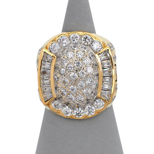 Pre-Owned 14ct Yellow Gold Oval Cubic Zirconia Signet Ring