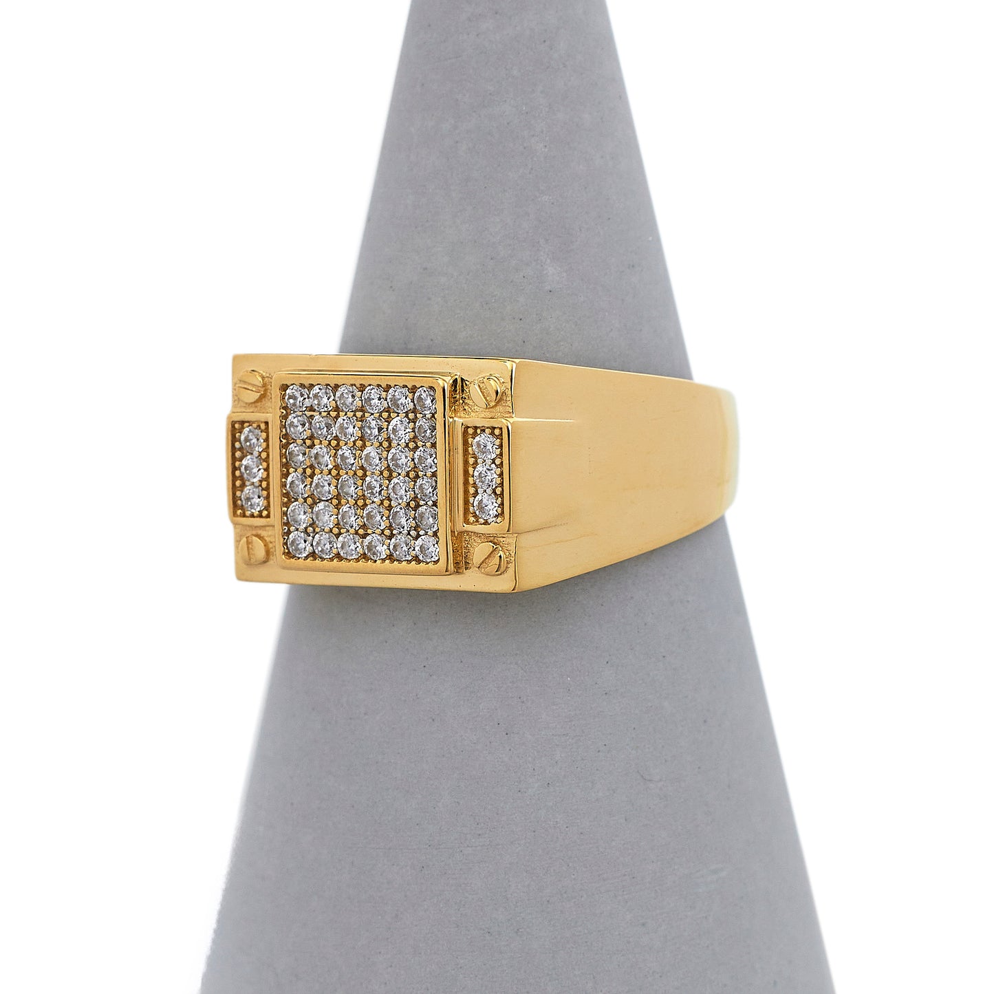Pre-Owned 14ct Gold Cubic Zirconia Rectangle Signet Ring