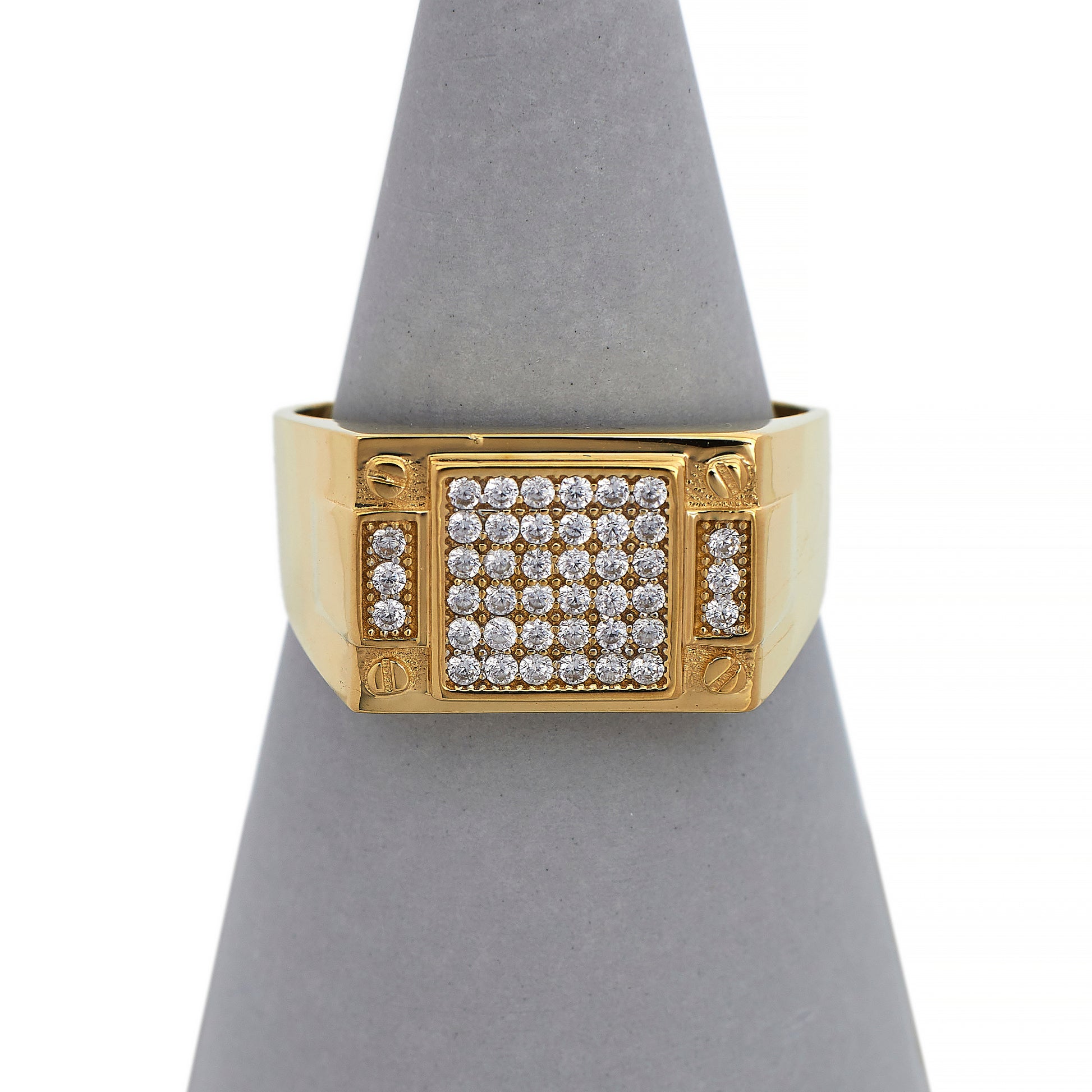 Pre-Owned 14ct Gold Cubic Zirconia Rectangle Signet Ring