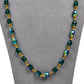 Pre-Owned 18ct Gold Green Crystal Necklace 24 Inch
