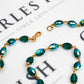 Pre-Owned 18ct Gold Green Crystal Necklace 24 Inch