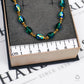 Pre-Owned 18ct Gold Green Crystal Necklace 24 Inch