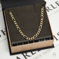 Pre-Owned 9ct Gold Two-Tone Diamond Cut 3+1 Figaro Necklace