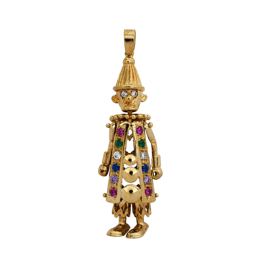 Pre-Owned 9ct Yellow Gold Cubic Zirconia Clown Pendant