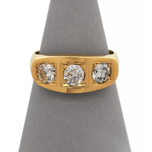 Pre-Owned 18ct Gold 3 1.60ct Diamond Squared Gypsy Ring