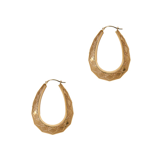 Pre-Owned 9ct Gold Diamond Pattern Horseshoe Earrings