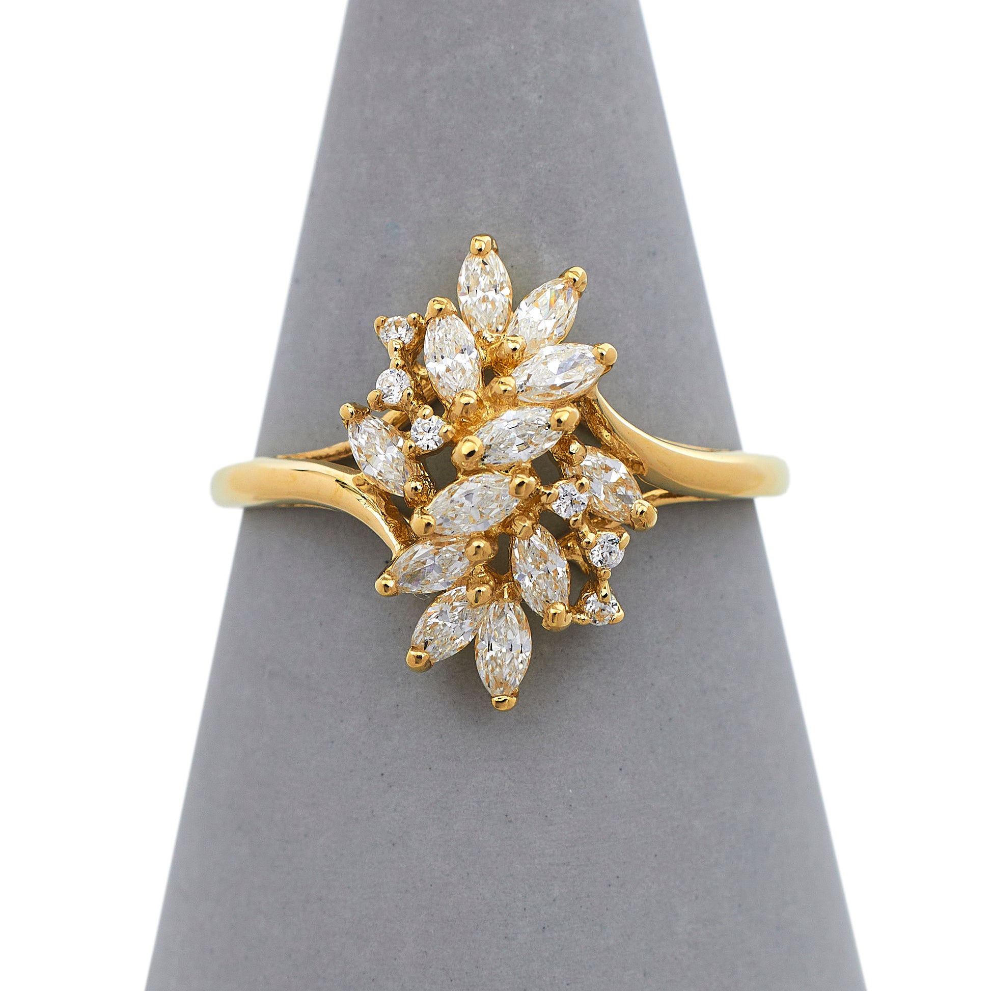 Pre-Owned 14ct Yellow Gold Cubic Zirconia Flower Cluster Ring