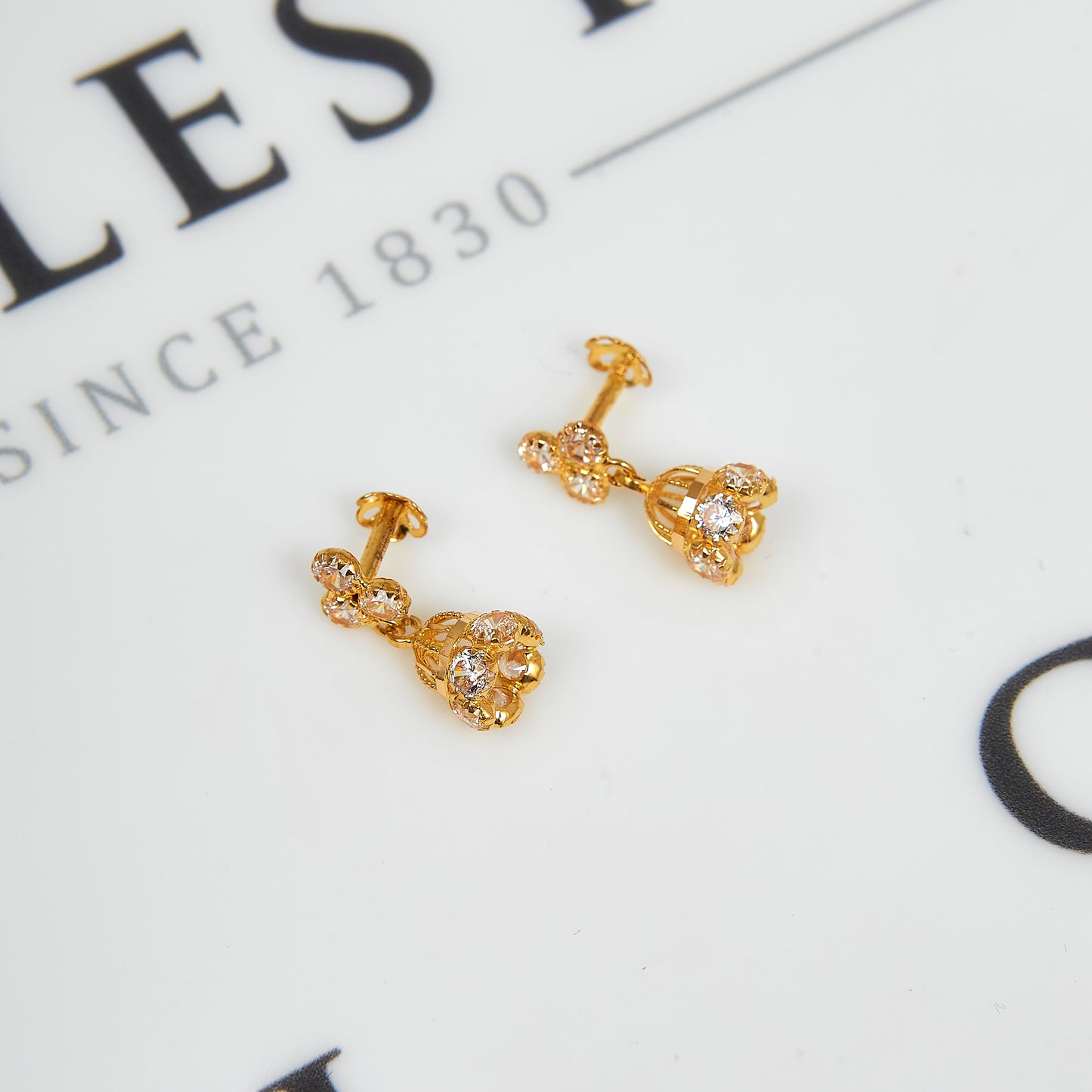 Pre-Owned 22ct Yellow Gold Cubic Zirconia Chandelier Drop Earrings