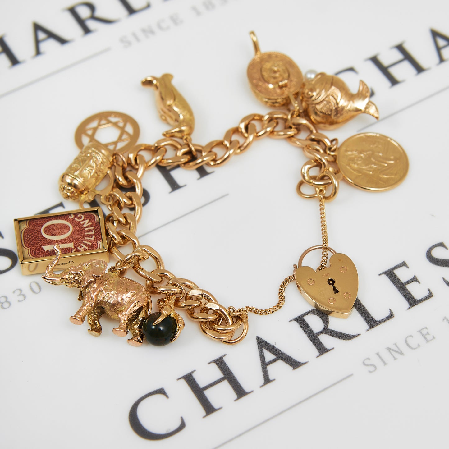 Pre-Owned 9ct Yellow Gold British Jews 9 Charm Bracelet