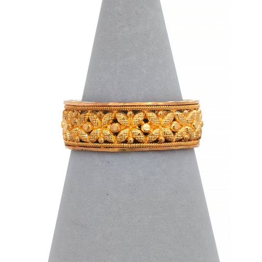 Pre-Owned 22ct Yellow Gold Beadwork Flower Band Ring
