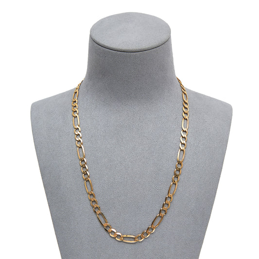 Pre-Owned 9ct Yellow Gold 3+1 Figaro Chain Link Necklace