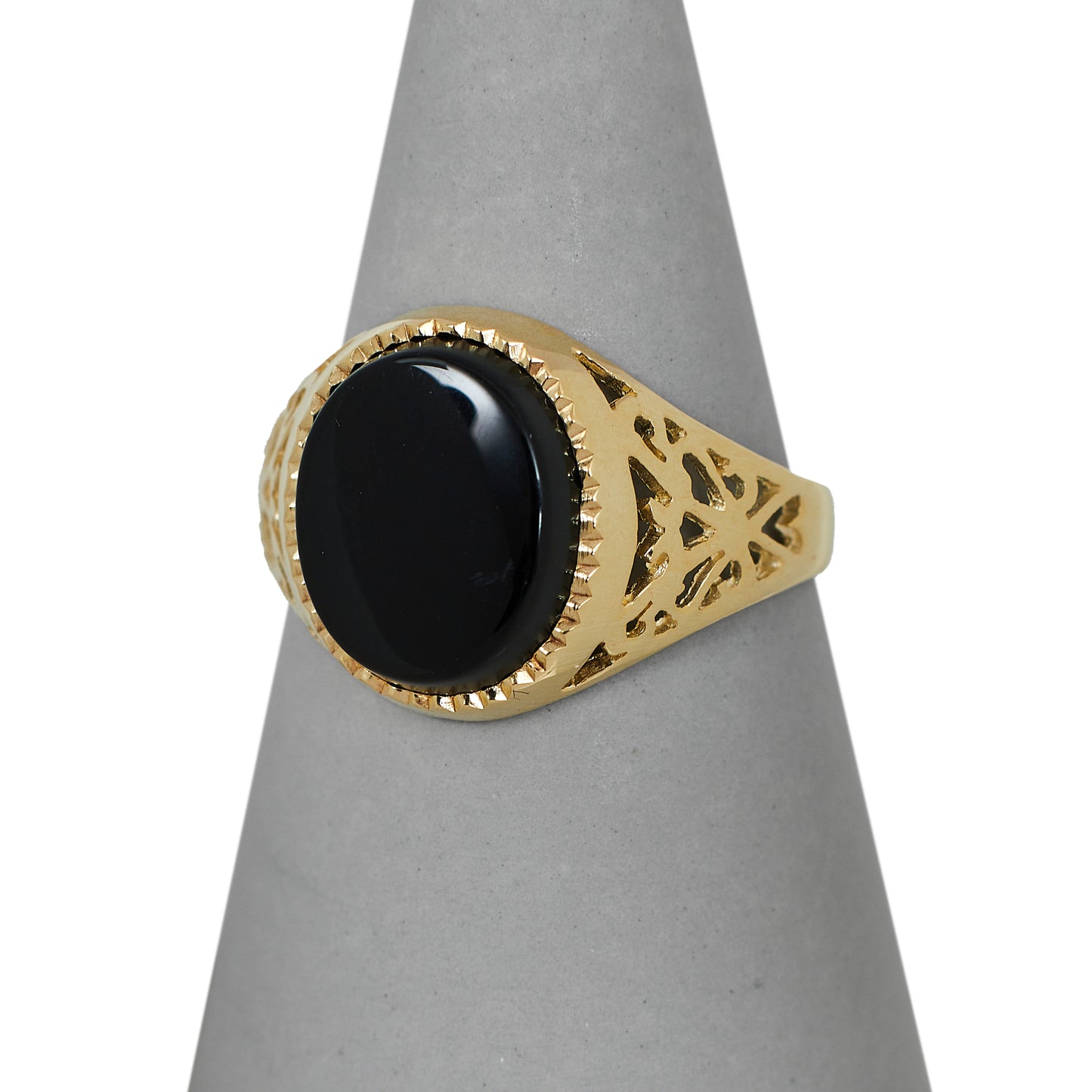 Pre-Owned 9ct Yellow Gold Oval Onyx Signet Ring - Size P