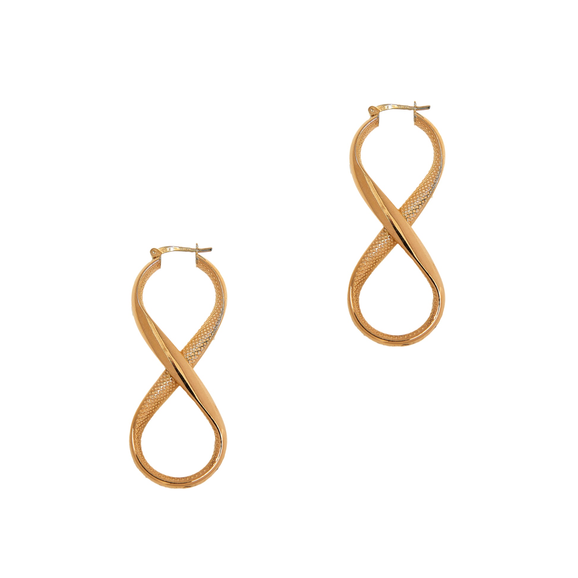 Pre-Owned 9ct Gold Figure Of Eight Creole Earrings