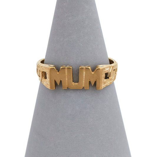 Pre-Owned 9ct Yellow Gold Mum Curb Chain Link Ring