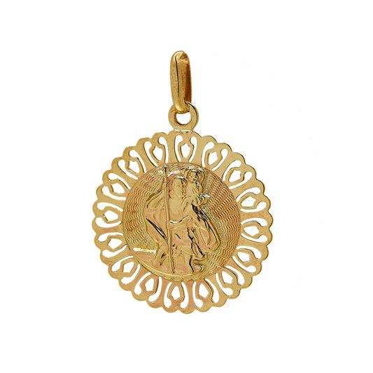 Pre-Owned 9ct Gold Openwork Edge St Christopher Pendant