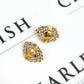 Pre-Owned 14ct Gold Two-Tone Rhombus Pendant & Earrings Set