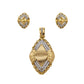 Pre-Owned 14ct Gold Two-Tone Rhombus Pendant & Earrings Set