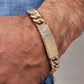 Pre-Owned 9ct Yellow Gold Barked ID Curb Chain Bracelet