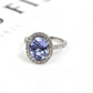 Pre-Owned Platinum Oval Blue Sapphire & Diamond Cluster Ring