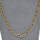 Pre-Owned 9ct Two Tone Diamond Cut 3+1 Figaro Long Necklace