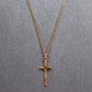 Pre-Owned 9ct Gold Religious Cross 16 Inch Curb Necklace