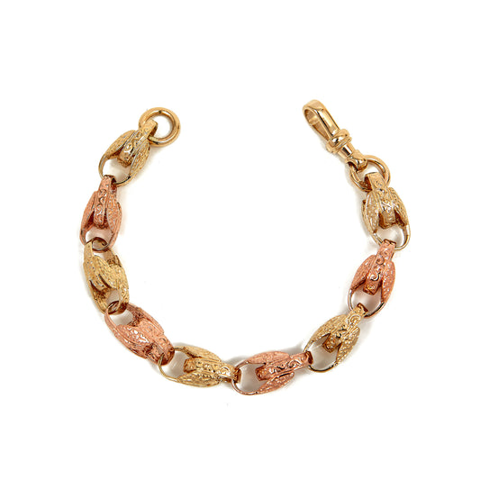 Pre-Owned 9ct Gold Two Tone Tulip Link Bracelet